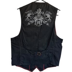 DKNY Jeans Men’s Medium Black Graphic Vest Rock Punk Streetwear Adjustable Back